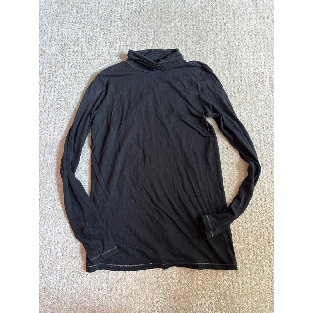 Gap Turtleneck Top Women M Black Excellent Minimalist Dark Academia Long Sleeve